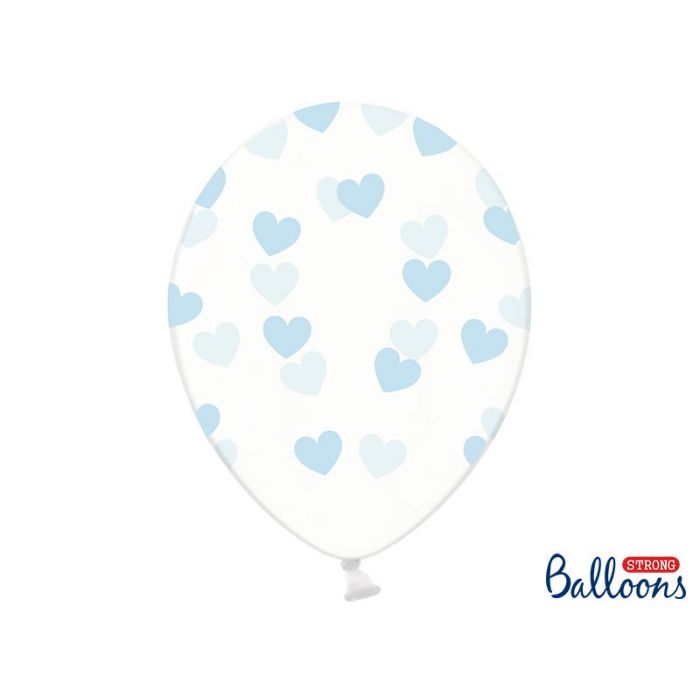  Kirkkaat ilmapallot - siniset sydämet - 30cm, 6kpl