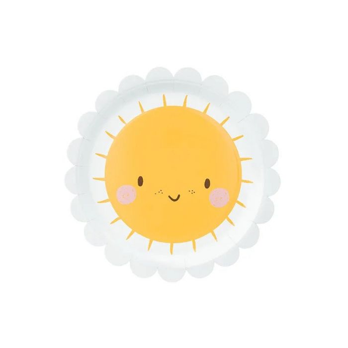  Pahvilautaset - Iloinen aurinko, 18cm, 6kpl