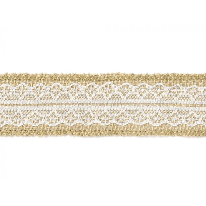  Juuttinauha pitsillä - 4cm x 5m